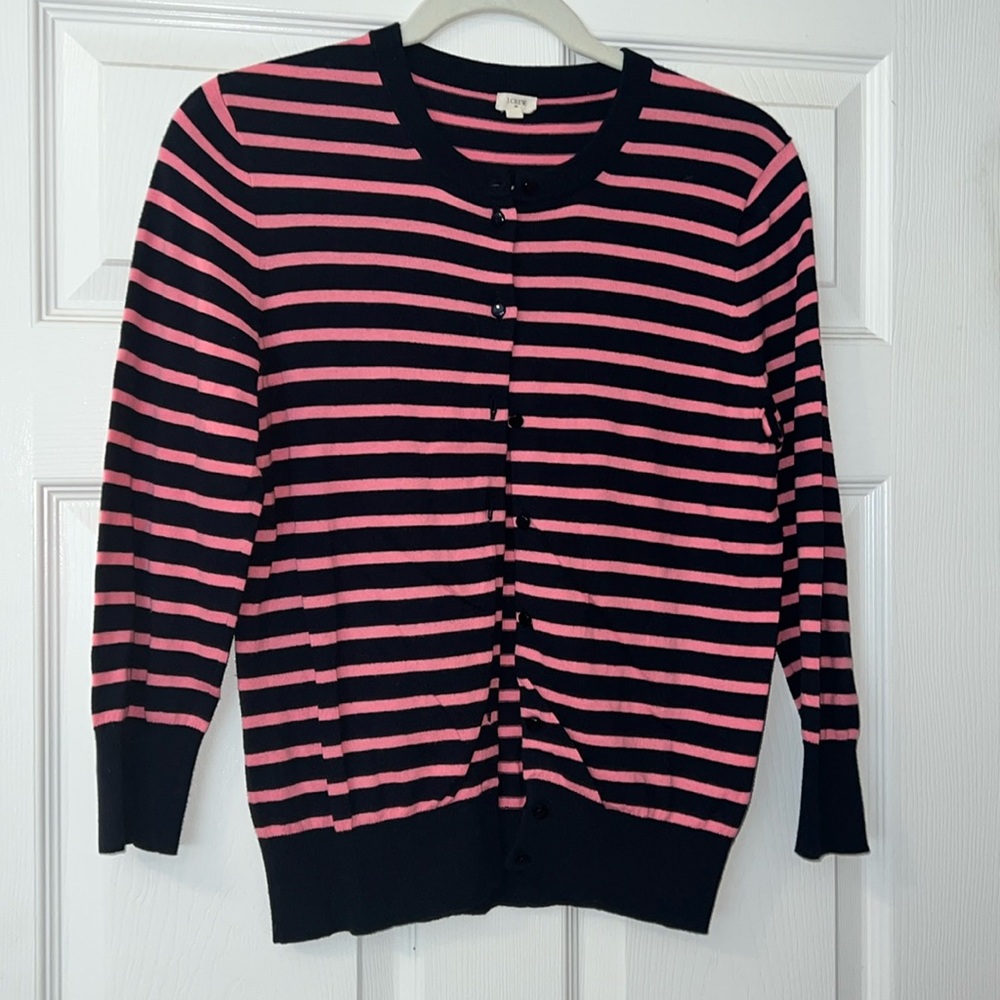 J Crew Striped Cardigan